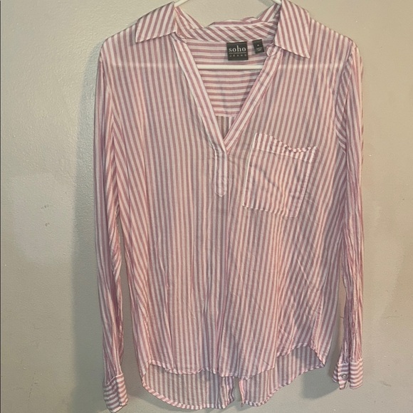 Soho Pink Casual Button Down Shirt - Picture 5 of 5